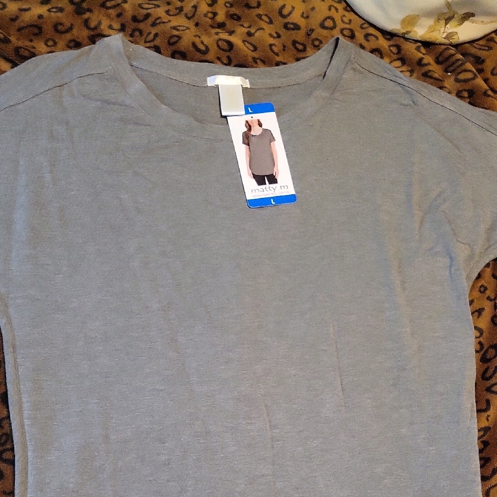 Matty M Heather Olive "French Terry Roll Cuff Tee" - Picture 2 of 7